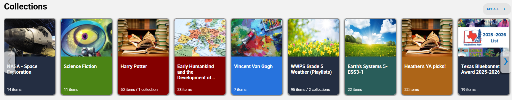 Collections carousel on the Destiny Discover homepage.