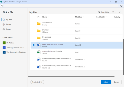 Microsoft OneDrive picker.