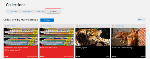 Collections homepage with the Following tab.