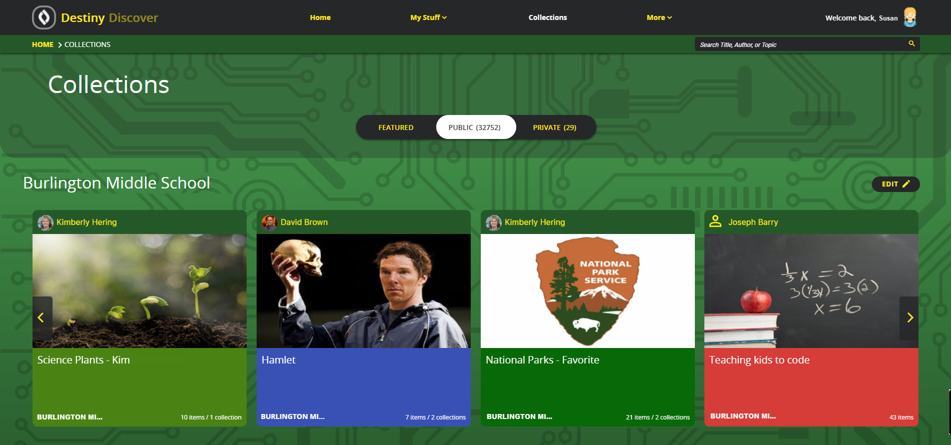 Collections homepage with Technology theme.